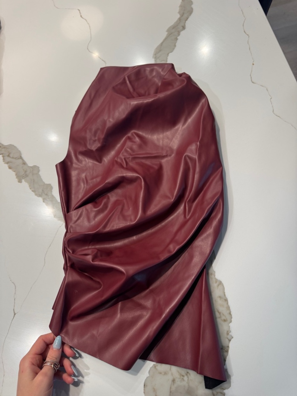 Faux Leather Burgundy Skirt